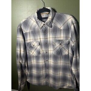 Dakota Grizzly Flannel Shirt Mens L  Plaid Long Sleeves Pearl Snap